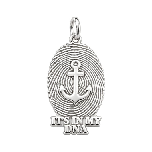 Anchor Fingerprint Charm Bracelet – Personalized Veteran Gift – silver charm, front view