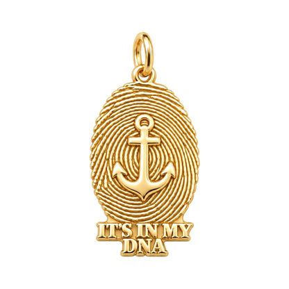 Anchor Fingerprint Charm Bracelet – Personalized Veteran Gift – 18K gold charm, front view