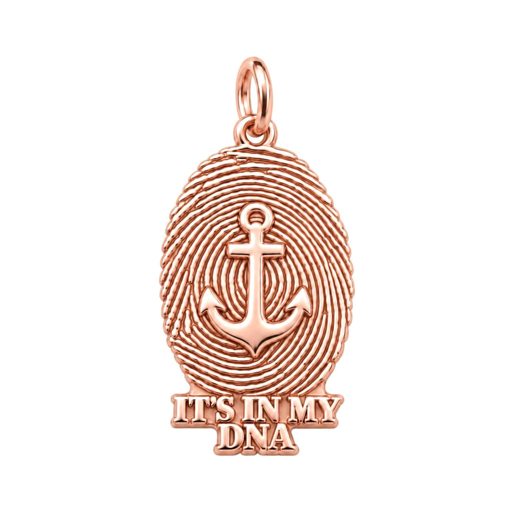 Anchor Fingerprint Charm Bracelet – Personalized Veteran Gift – rose gold charm, front view