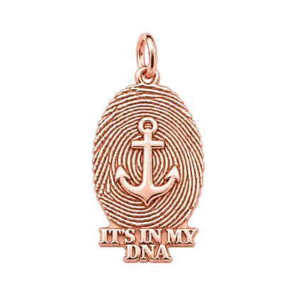 Anchor Fingerprint Charm Bracelet – Personalized Veteran Gift – rose gold charm, front view