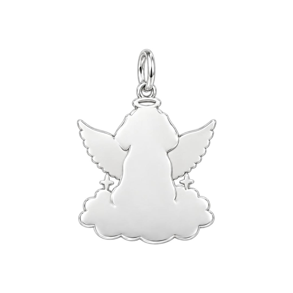 Angel Pup on Clouds Charm Bracelet – Personalized Dog Mom Gift – back of the charm, engraving area