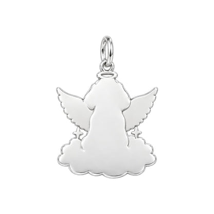 Angel Pup on Clouds Charm Bracelet – Personalized Dog Mom Gift – back of the charm, engraving area