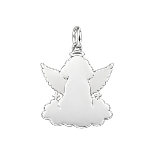 Angel Pup on Clouds Charm Bracelet – Personalized Dog Mom Gift – back of the charm, engraving area