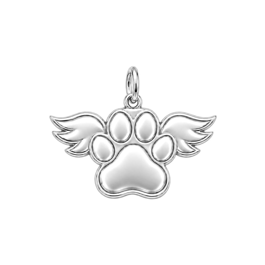 Angel Wings Paw Charm Bracelet – Personalized Dog Mom Gift – back of the charm, engraving area