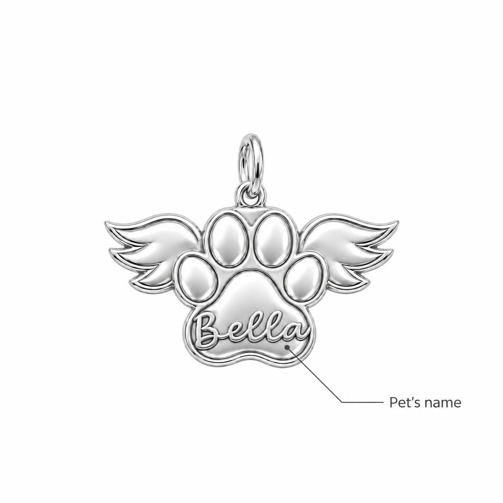 Angel Wings Paw Charm Bracelet – Personalized Dog Mom Gift – personalization guide