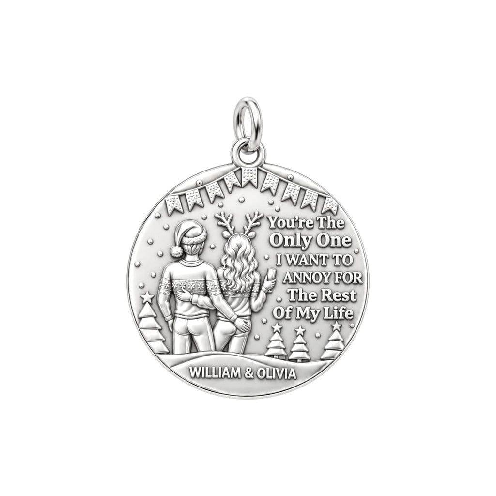 Annoy You Forever Charm Bracelet – Personalized Couple Gift – silver plated 2 cm charm, front view