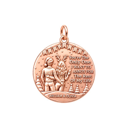 Annoy You Forever Charm Bracelet – Personalized Couple Gift – rose gold 2 cm charm, front view