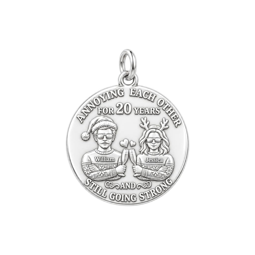 Annoying Each Other Charm Bracelet – Personalized Couple Gift – silver plated 2 cm charm, front view