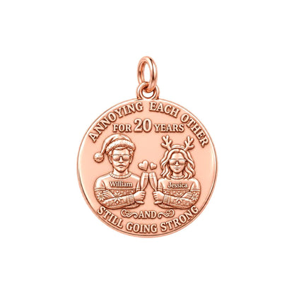 Annoying Each Other Charm Bracelet – Personalized Couple Gift – rose gold 2 cm charm, front view