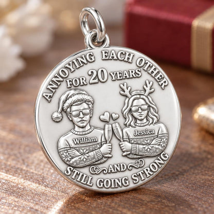 Annoying Each Other Charm Bracelet – Personalized Couple Gift – macro detail of the charm