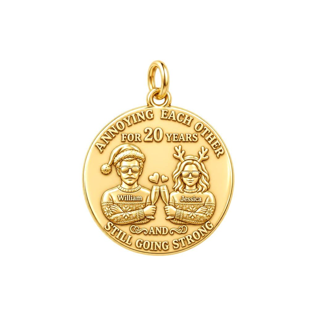 Annoying Each Other Charm Bracelet – Personalized Couple Gift – 18K gold plated 2 cm charm, front view