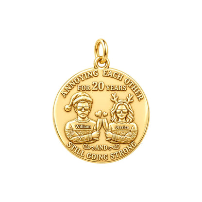 Annoying Each Other Charm Bracelet – Personalized Couple Gift – 18K gold plated 2 cm charm, front view