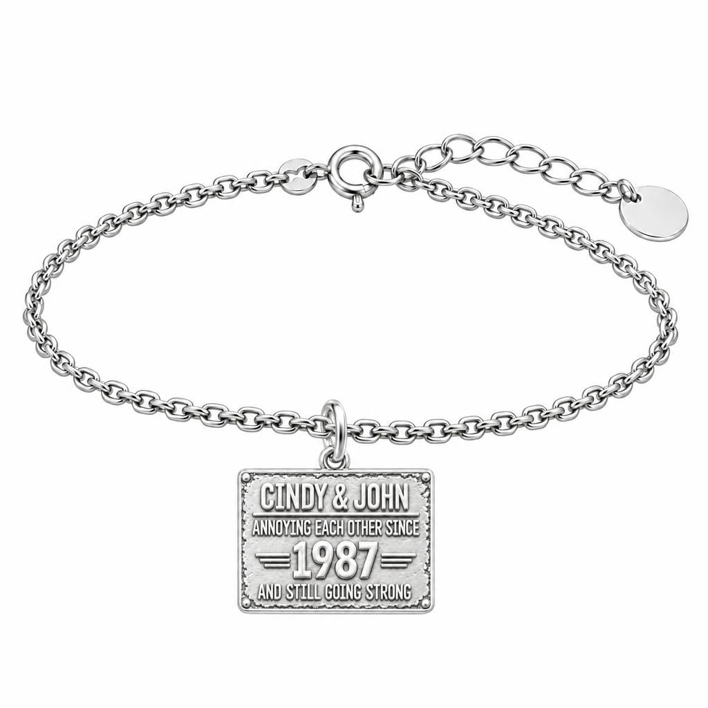 Annoying Each Other Since Charm Bracelet Set – silver, front view