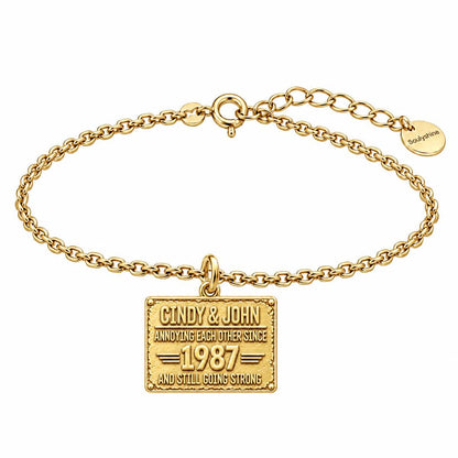 Annoying Each Other Since Charm Bracelet Set – 18K gold, front view