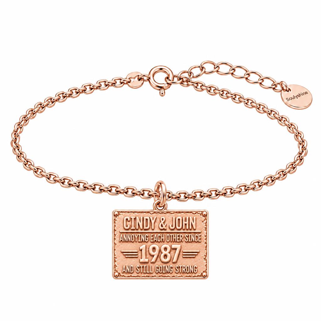 Annoying Each Other Since Charm Bracelet Set – rose gold, front view