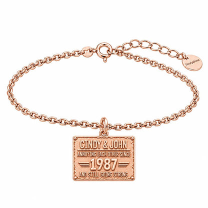 Annoying Each Other Since Charm Bracelet Set – rose gold, front view