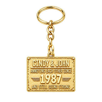 Annoying Each Other Since Charm Keychain – 18K gold, front view