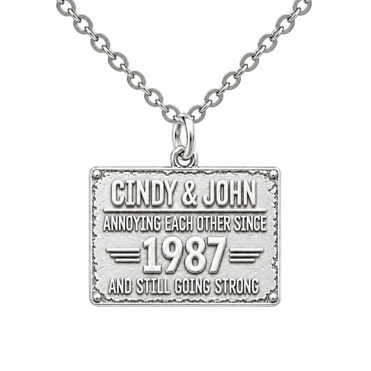 Annoying Each Other Since Charm Necklace Set – silver, front view