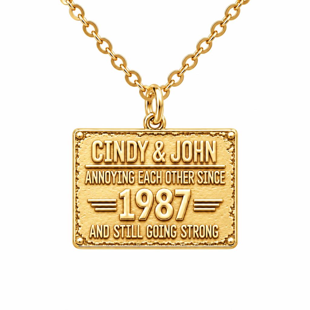 Annoying Each Other Since Charm Necklace Set – 18K gold, front view