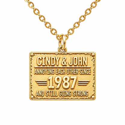 Annoying Each Other Since Charm Necklace Set – 18K gold, front view