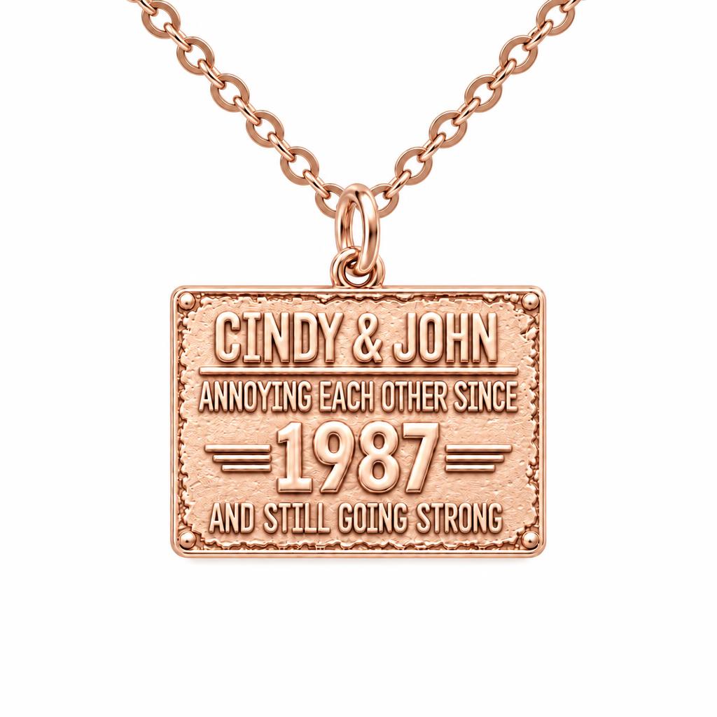 Annoying Each Other Since Charm Necklace Set – rose gold, front view