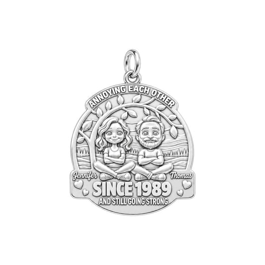 Annoying Each Other Still Charm Bracelet – Personalized Couple Gift – silver charm, front view