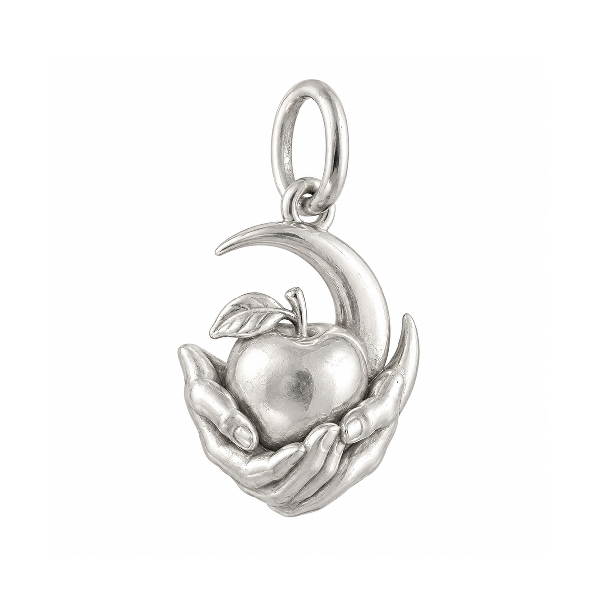 Apple in Two Hands Charm — Silver — 50-works-silver-20260916-131