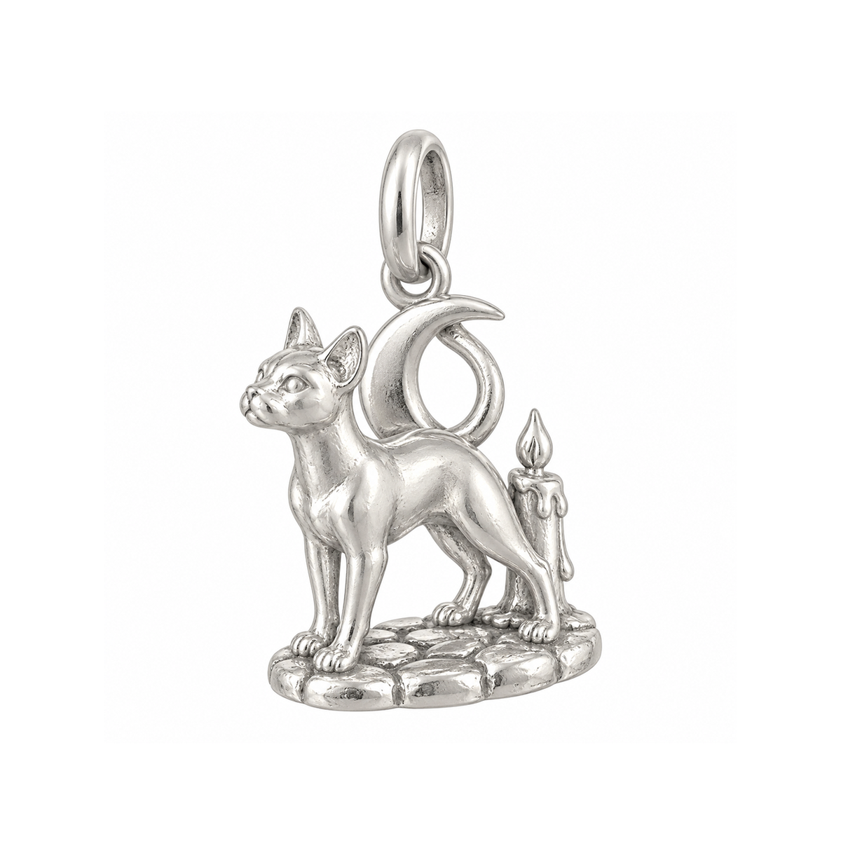 Arched Cat and Moon Charm — Silver — 50-works-silver-20260916-54
