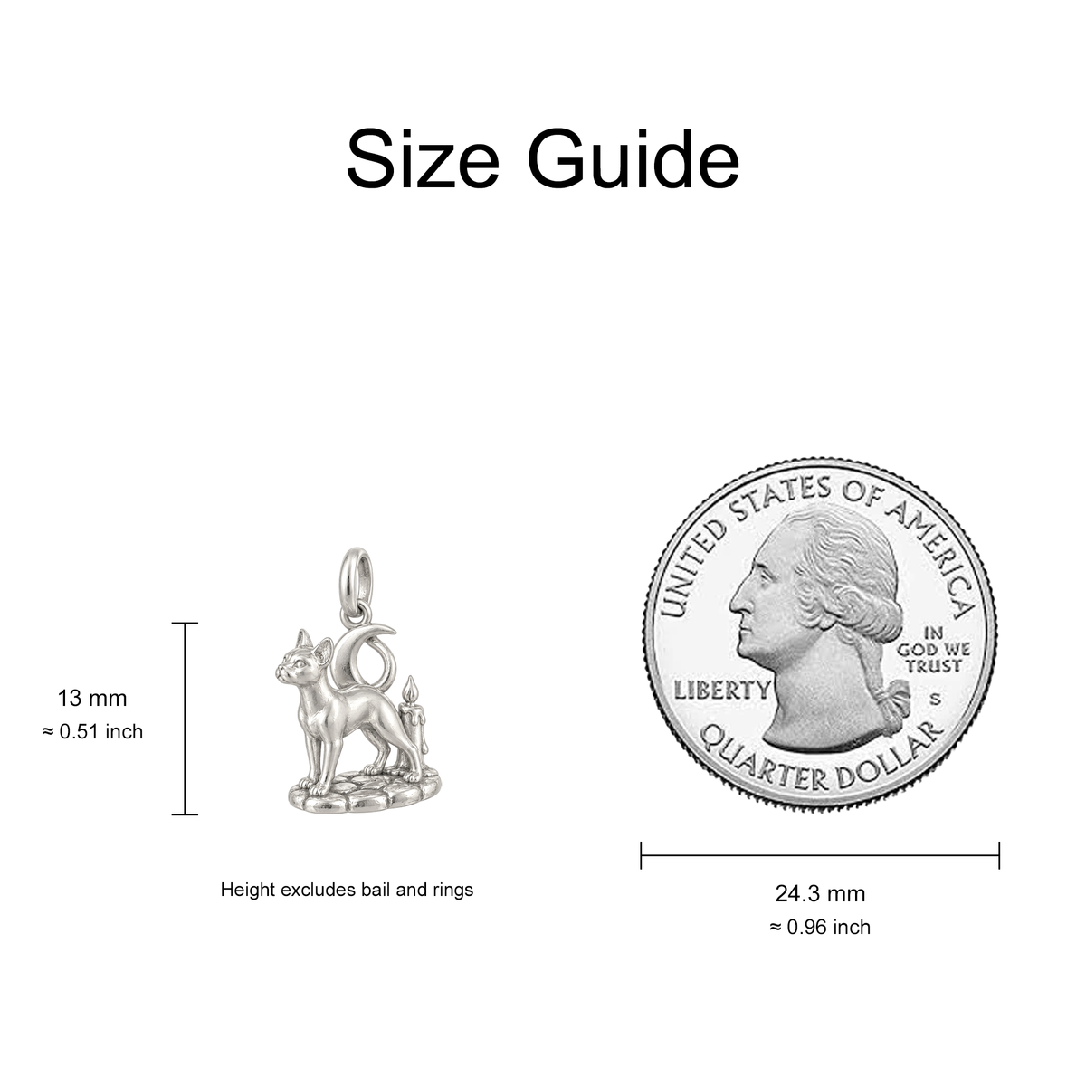 Arched Cat and Moon Charm — Size Guide — 13 mm body excluding bail and rings — 50-works-silver-20260916-54