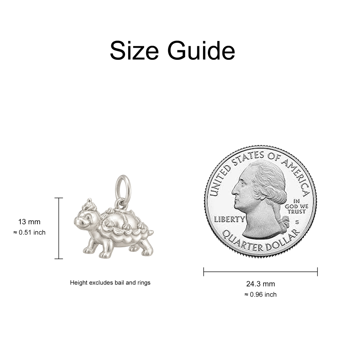 Armadillo-Shaped Cake Charm — Size Guide — 13 mm body excluding bail and rings — 50-works-silver-20260916-110