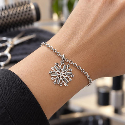 Artisan Shears and Comb Mandala Charm Bracelet Set – worn / in use