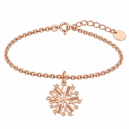Artisan Shears and Comb Mandala Charm Bracelet Set – rose gold, front view