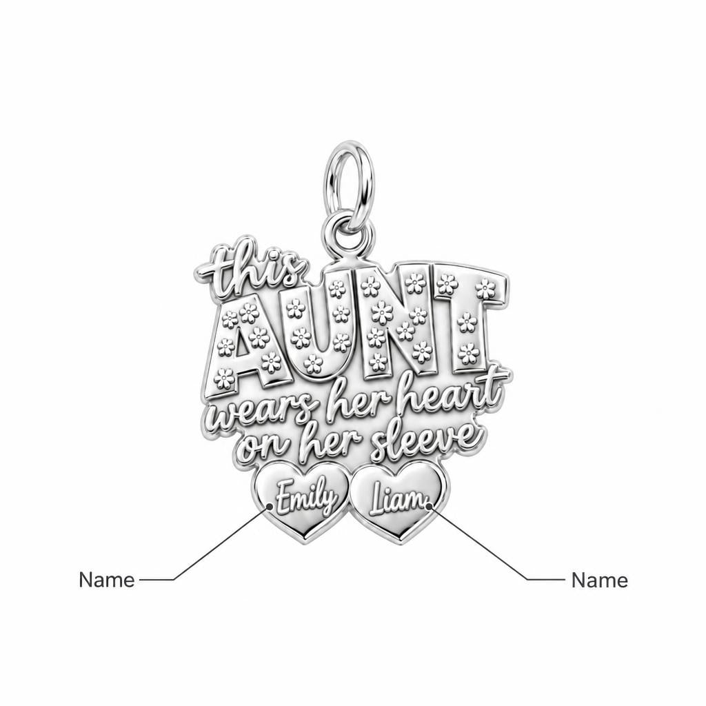 Auntie Heart on Sleeve Charm Bracelet – Personalized Aunt Gift – personalization guide