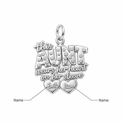 Auntie Heart on Sleeve Charm Bracelet – Personalized Aunt Gift – personalization guide
