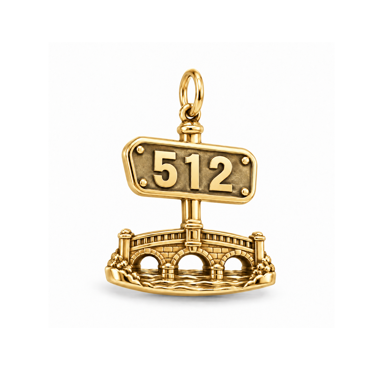 Austin 512 Bridge Charm — Gold | charm-topics-remaining-444-2026-09-14 | topic-319