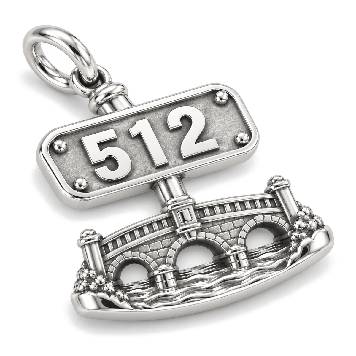 Austin 512 Bridge Charm — Silver Super Macro | charm-topics-remaining-444-2026-09-14 | topic-319