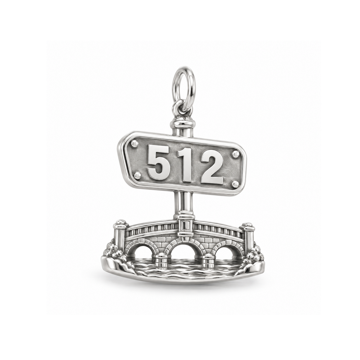Austin 512 Bridge Charm — Silver | charm-topics-remaining-444-2026-09-14 | topic-319