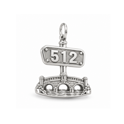 Austin 512 Bridge Charm — Silver | charm-topics-remaining-444-2026-09-14 | topic-319