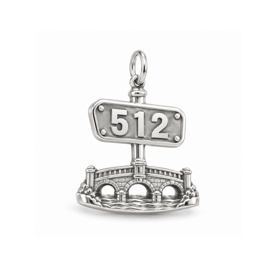 Austin 512 Bridge Charm — Silver | charm-topics-remaining-444-2026-09-14 | topic-319