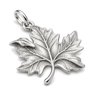 Autumn Maple Leaf Charm — Silver Super Macro | charm-topics-remaining-444-2026-09-14 | topic-029