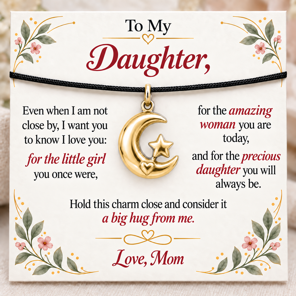 Moon and Star, Mom’s Hug from Afar — Main image, gold finish