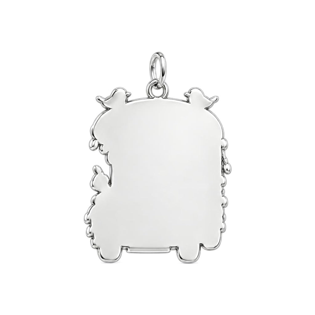 Baby Let's Go Camping Charm and Polyester Cord Bracelet Set – back of the charm, engraving area