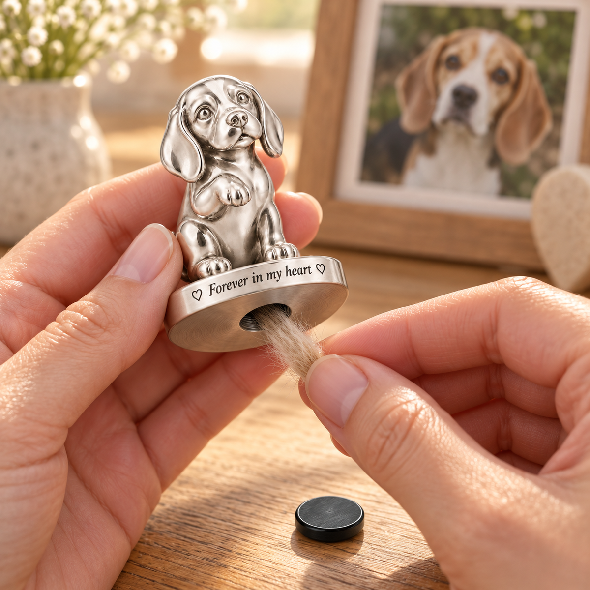 Baby Beagle memorial plaque — fur keepsake — Soulyshine