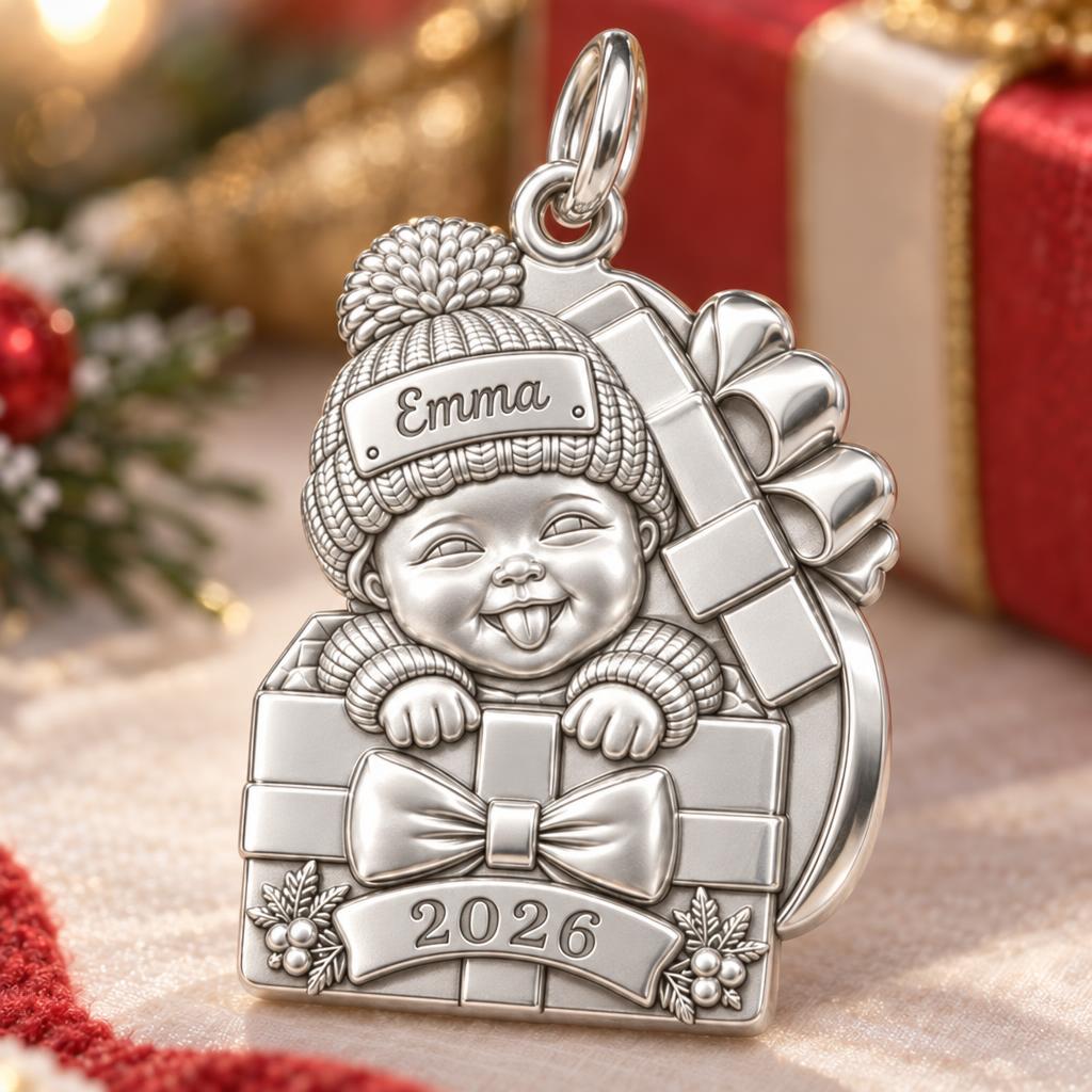 Baby's First Christmas Gift Charm and Polyester Cord Bracelet Set