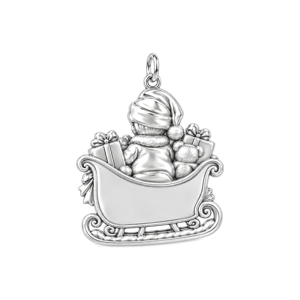 Baby's First Sleigh Ride Charm Bracelet – Personalized Mom Gift – back of the charm, engraving area