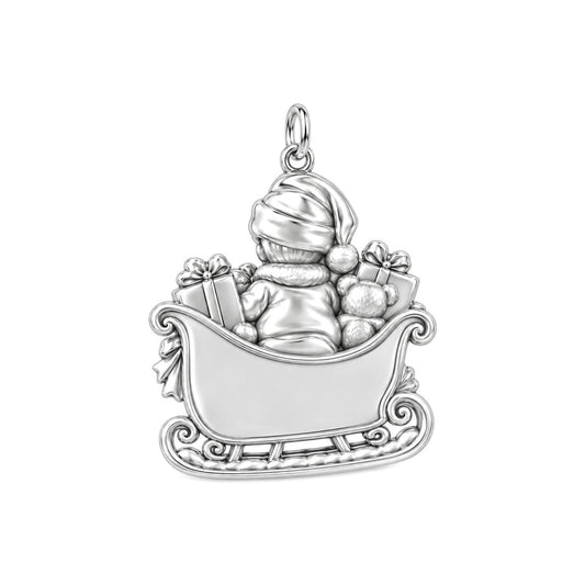 Baby's First Sleigh Ride Charm Bracelet – Personalized Mom Gift – back of the charm, engraving area