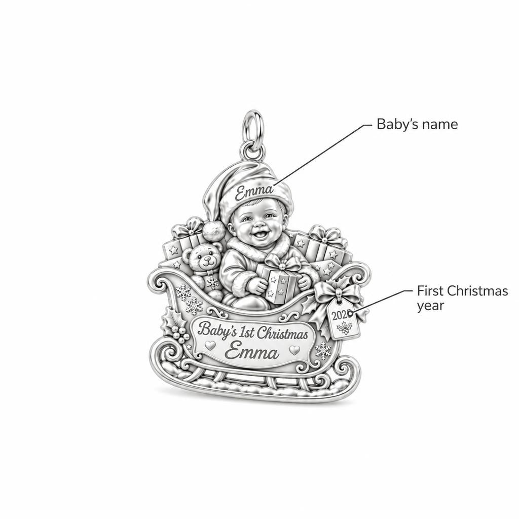 Baby's First Sleigh Ride Charm Bracelet – Personalized Mom Gift – personalization guide