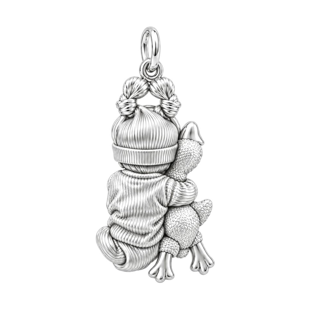 Baby Snuggling Goose Charm Bracelet – Personalized Mom Gift – back of the charm, engraving area