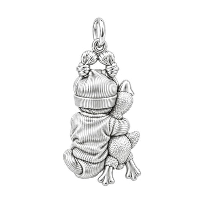 Baby Snuggling Goose Charm Bracelet – Personalized Mom Gift – back of the charm, engraving area