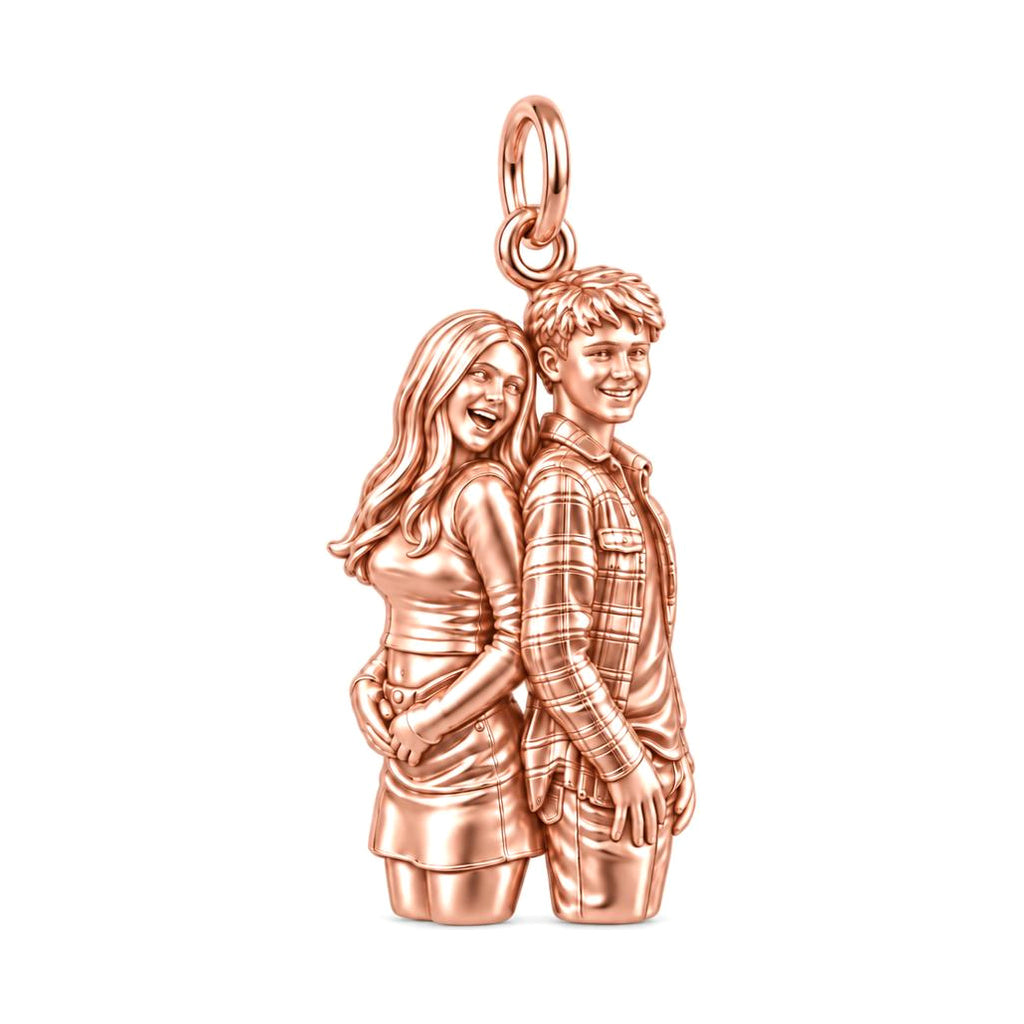 Back-to-Back Together Charm Bracelet – Personalized Couple Gift – rose gold charm, front view